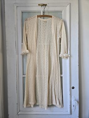Hollister Cream Lace Knit Boho Cardigan Dress M